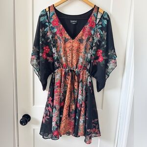 Bebe* Cold Shoulder/Flutter Sleeve Dress